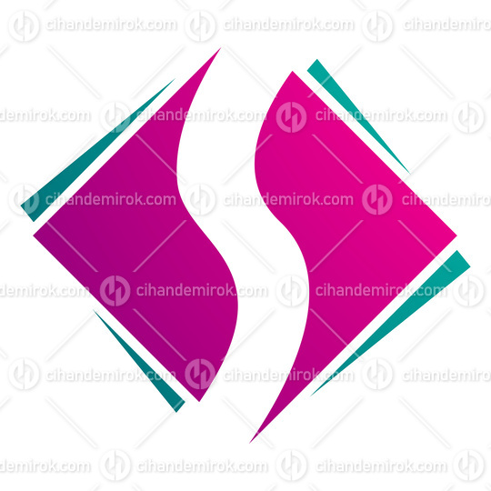 Magenta and Green Square Diamond Shaped Letter S Icon