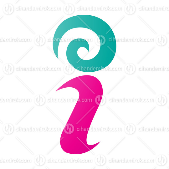 Magenta and Green Swirly Letter I Icon