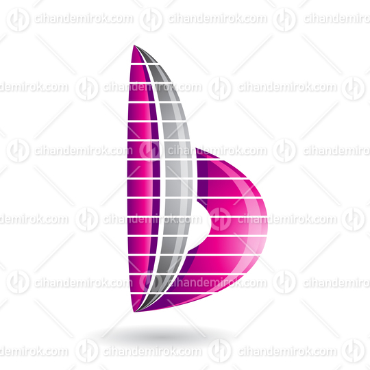 Magenta and Grey Abstract Striped Skyscraper Shaped Letter B Icon