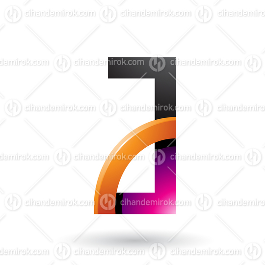 Magenta and Orange Letter A with a Glossy Quarter Circle