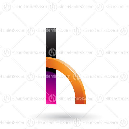 Magenta and Orange Letter H with a Glossy Quarter Circle