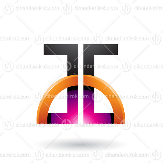 Magenta and Orange Letters A and G with a Glossy Half Circle