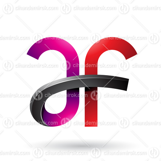 Magenta and Red Bold Curvy Letters A and F Vector Illustration