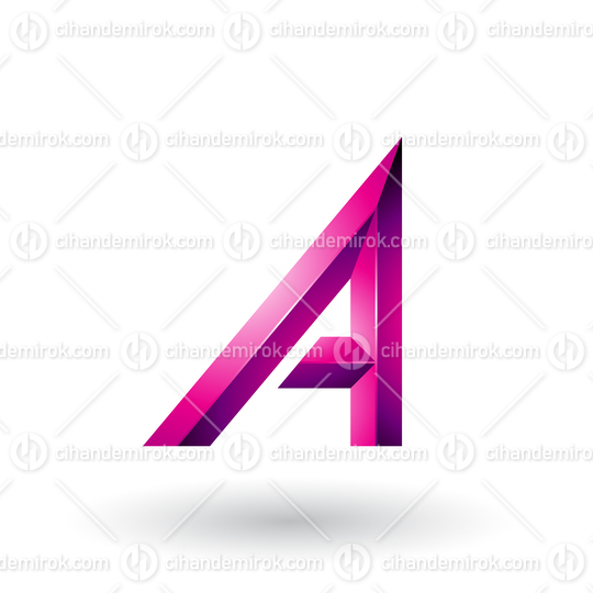 Magenta Bold and Curvy Geometrical Letter A Vector Illustration