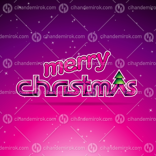 Magenta Glossy Merry Christmas Text Design Vector Illustration