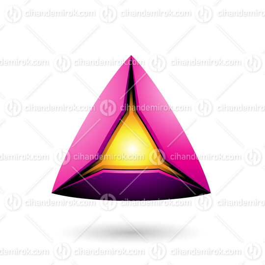 Magenta Pyramid with a Glowing Core Vector Illustration
