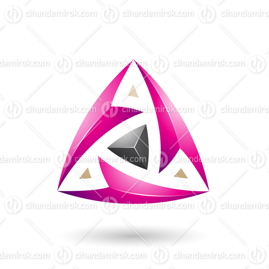 Magenta Triangle with Arrows Vector Illustration