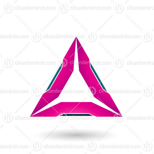 Magenta Triangle with Green Edges Vector Illustration