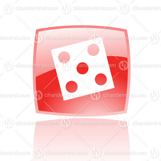 Minimalist Dice Image on a Red Glossy Square