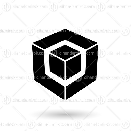 Monochrome Black Cube in Cube Vector Illustration