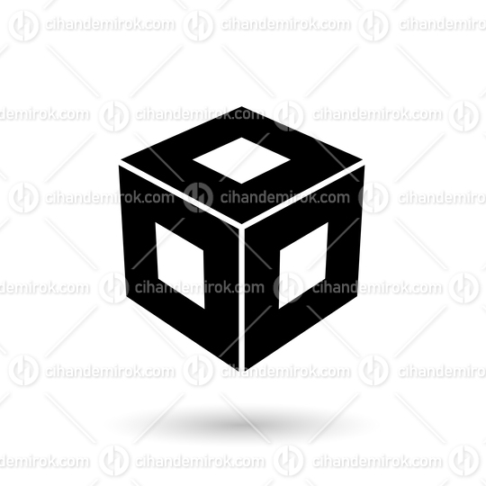 Monochrome Black Square Cube Vector Illustration