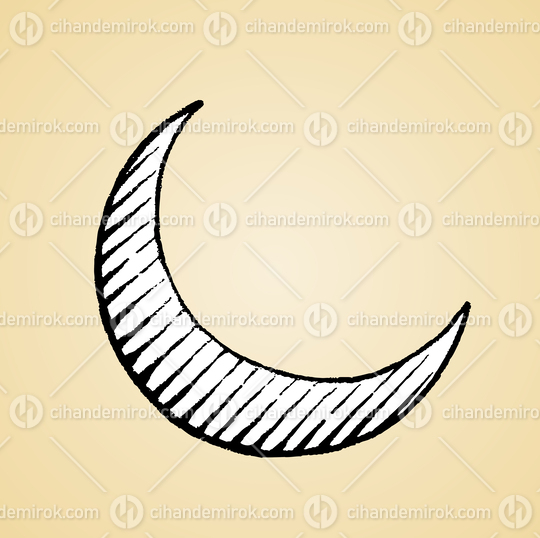 Moon, Black and White Scratchboard Engraved Vector