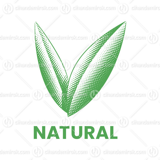 Natural Icon with Green Engraved Leaves