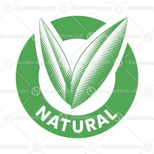 Natural Round Icon with Engraved Green Leaves - Icon 4