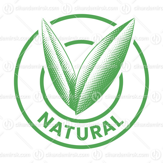 Natural Round Icon with Engraved Green Leaves - Icon 5