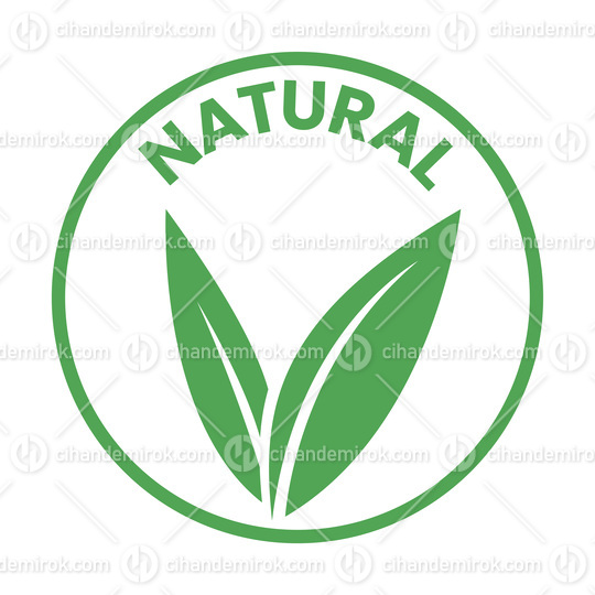 Natural Round Icon with Green Leaves - Icon 1