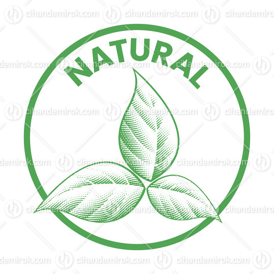 Natural Round Icon with Shaded Engraved Green Leaves - Icon 9