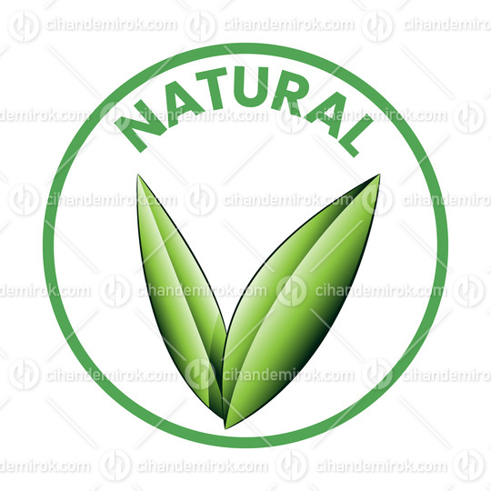 Natural Round Icon with Shaded Green Leaves - Icon 1