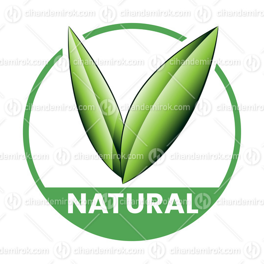 Natural Round Icon with Shaded Green Leaves - Icon 2