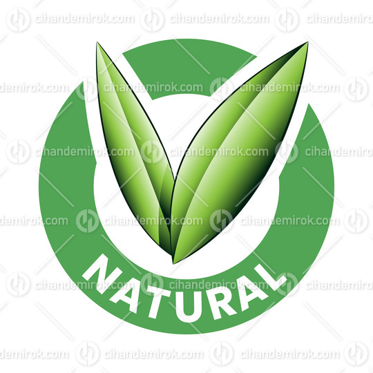 Natural Round Icon with Shaded Green Leaves - Icon 4