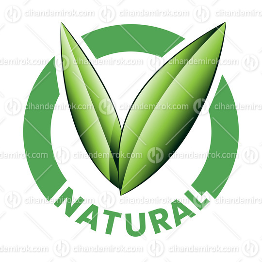Natural Round Icon with Shaded Green Leaves - Icon 6