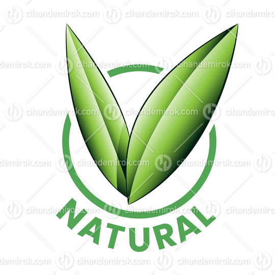 Natural Round Icon with Shaded Green Leaves - Icon 8