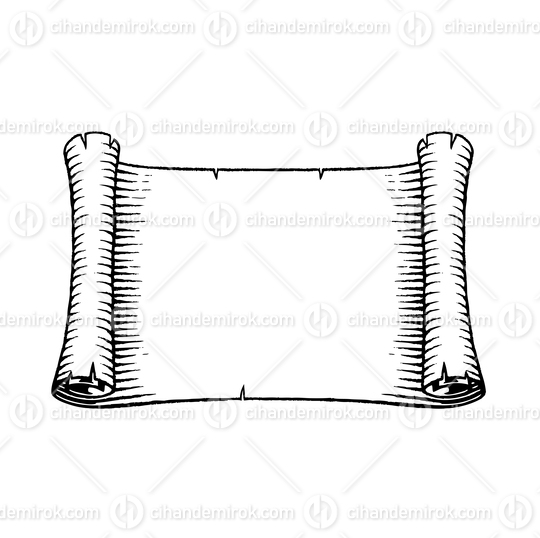 Old Horizontal Thick Banner, Scratchboard Engraved Vector