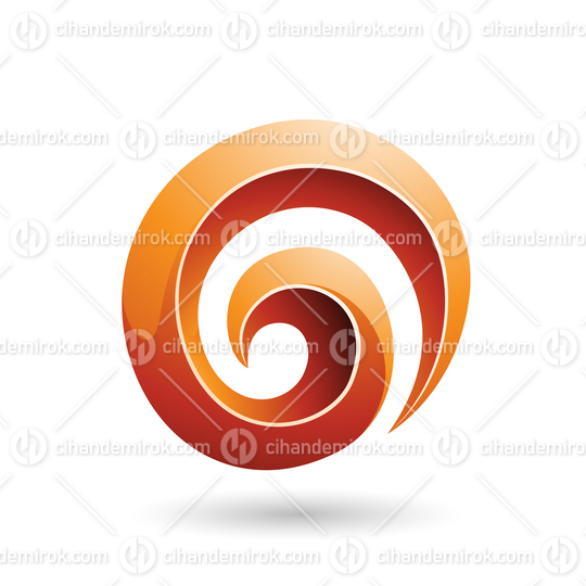 Orange 3d Glossy Swirl Shape Vector Illustration