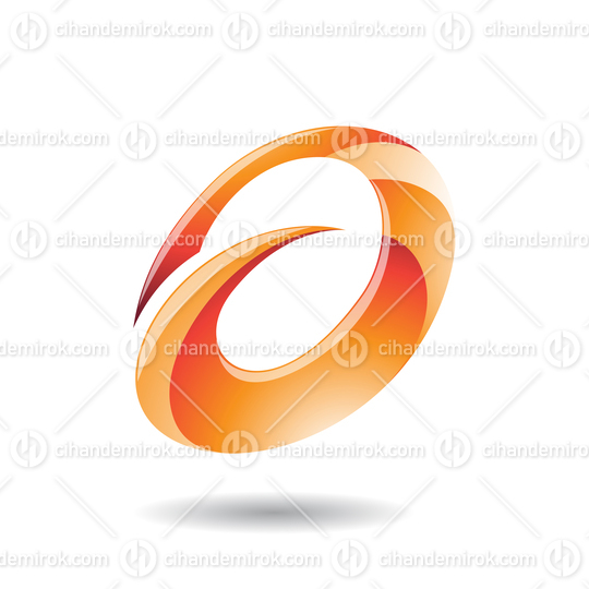Orange Abstract Glossy Round Spiky Icon for Lowercase Letter A