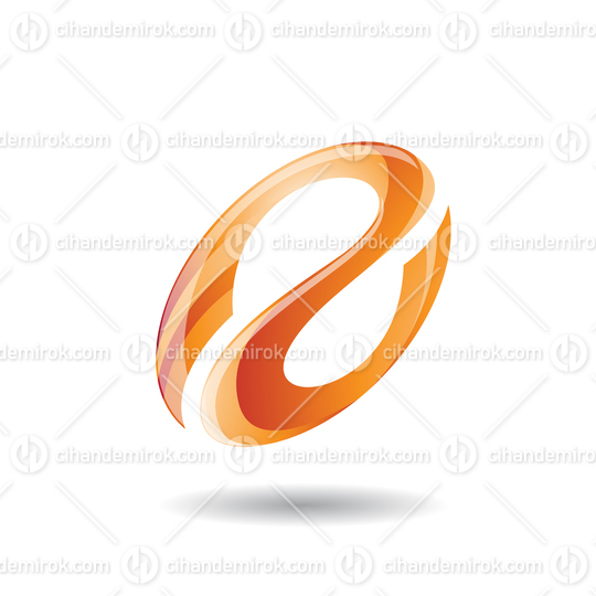 Orange Abstract Oval Curvy Icon for Letter A or Reverse S
