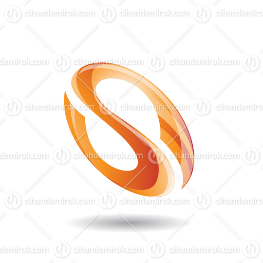 Orange Abstract Oval Curvy Letter S Icon