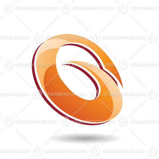 Orange Abstract Spiky Layered Oval Icon for Letter G Q or O