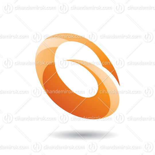 Orange Abstract Spiky Oval Icon for Letter G Q or O