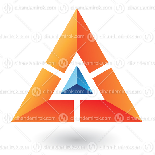 Orange Abstract Triangle Logo Icon with a Blue Pyramid Core