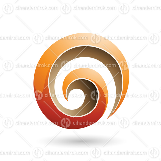 Orange and Beige 3d Glossy Swirl Shape Vector Illustration