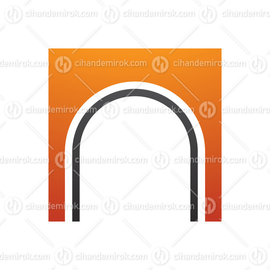 Orange and Black Arch Shaped Letter N Icon