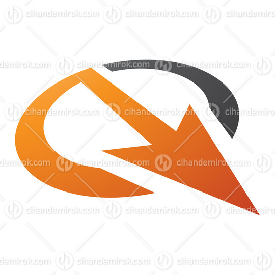 Orange and Black Arrow Shaped Letter Q Icon