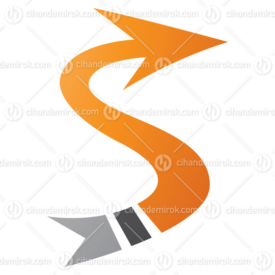 Orange and Black Arrow Shaped Letter S Icon