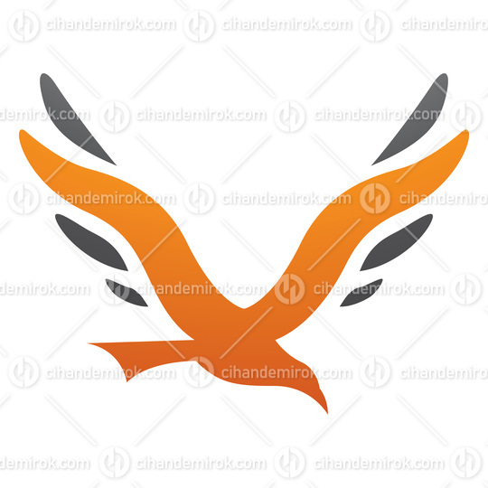 Orange and Black Bird Shaped Letter V Icon