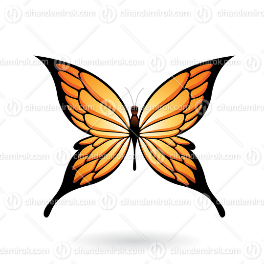 Orange and Black Butterfly Illustration with Pointed Wings