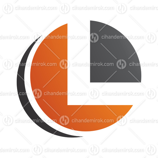 Orange and Black Circle Shaped Letter L Icon