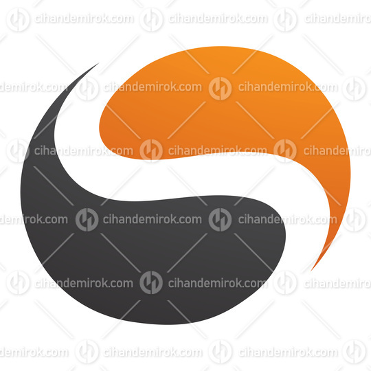 Orange and Black Circle Shaped Letter S Icon