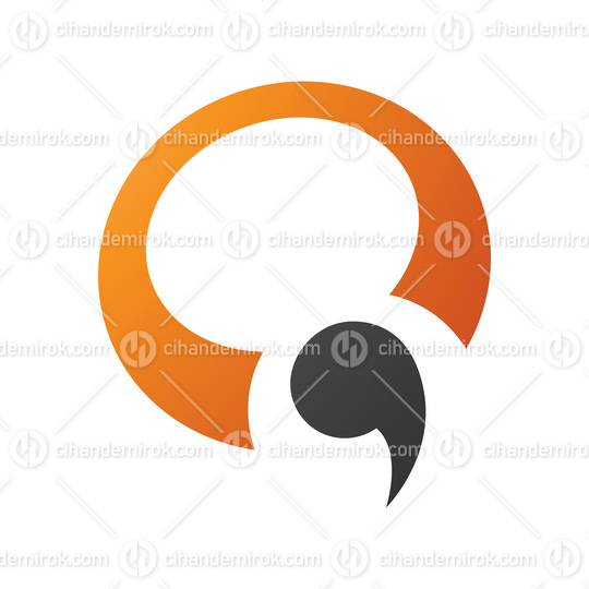 Orange and Black Comma Shaped Letter Q Icon