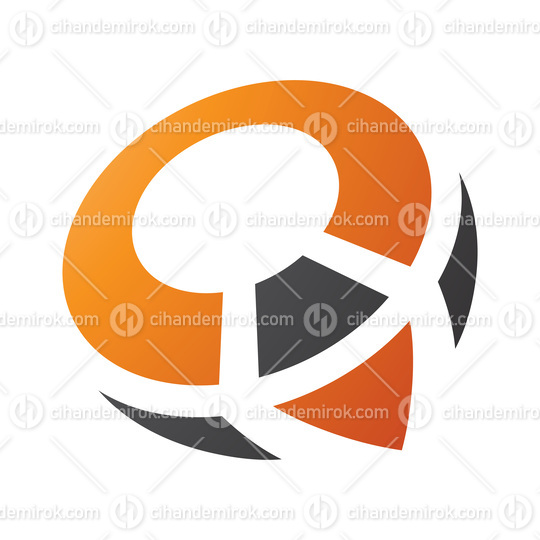 Orange and Black Compass Shaped Letter Q Icon