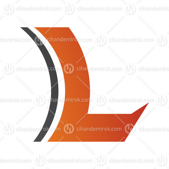 Orange and Black Concave Lens Shaped Letter L Icon