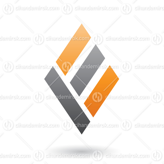 Orange and Black Diamond Shaped Letter E Vector Illustration