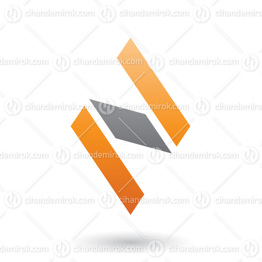 Orange and Black Diamond Shaped Letter N Vector Illustration