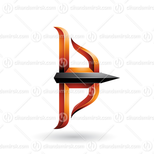 Orange and Black Embossed Bow and Arrow Vector Illustration