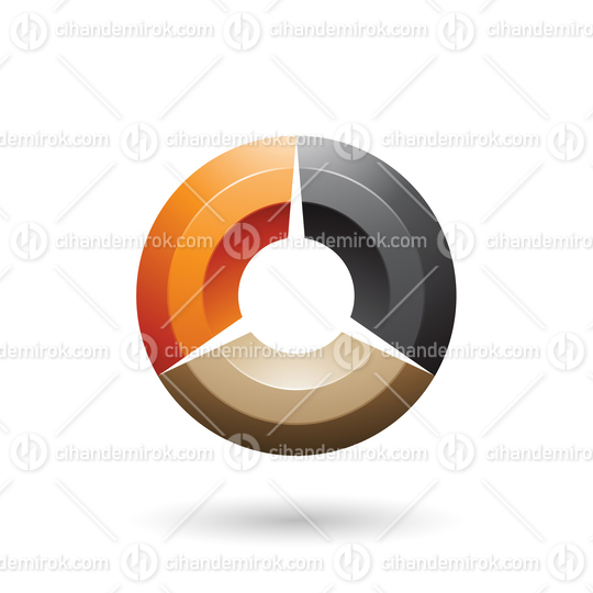 Orange and Black Glossy Shaded Circle Vector Illustration
