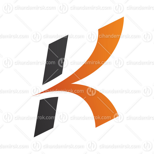 Orange and Black Italic Arrow Shaped Letter K Icon